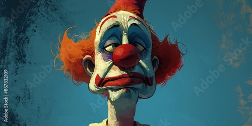 scary clown in a 2D animation style