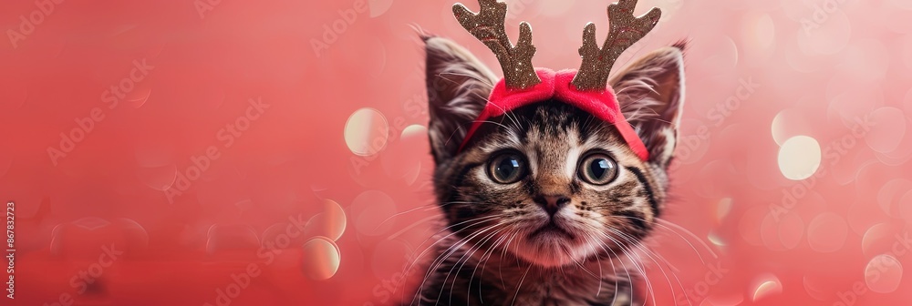 Cat wearing reindeer antlers Cat wearing reindeer antlers