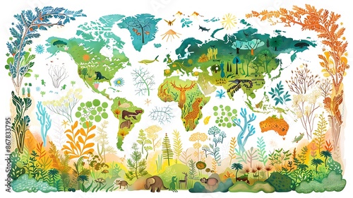 Visual aid on Terrestrial Biomes detailing characteristics of major biomes like tundra desert tropical rainforest and temperate grassland with maps and climate diagrams