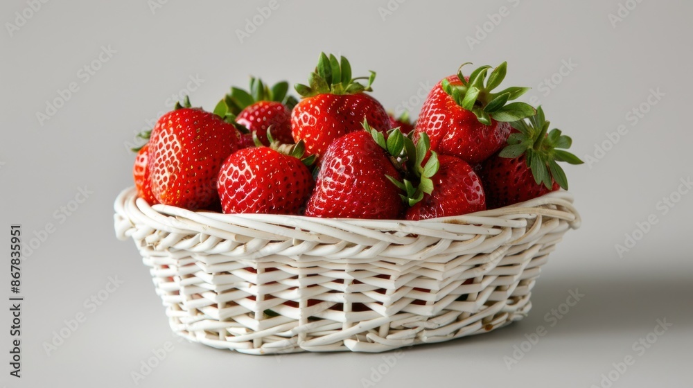 fresh strawberry in a white rattan basket fresh strawberry in a white rattan basket