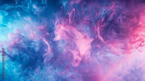 A mesmerizing display of abstract smoke in vibrant shades of pink, blue, and purple, blending seamlessly to create dreamy, fluid forms that evoke a sense of wonder and tranquility.