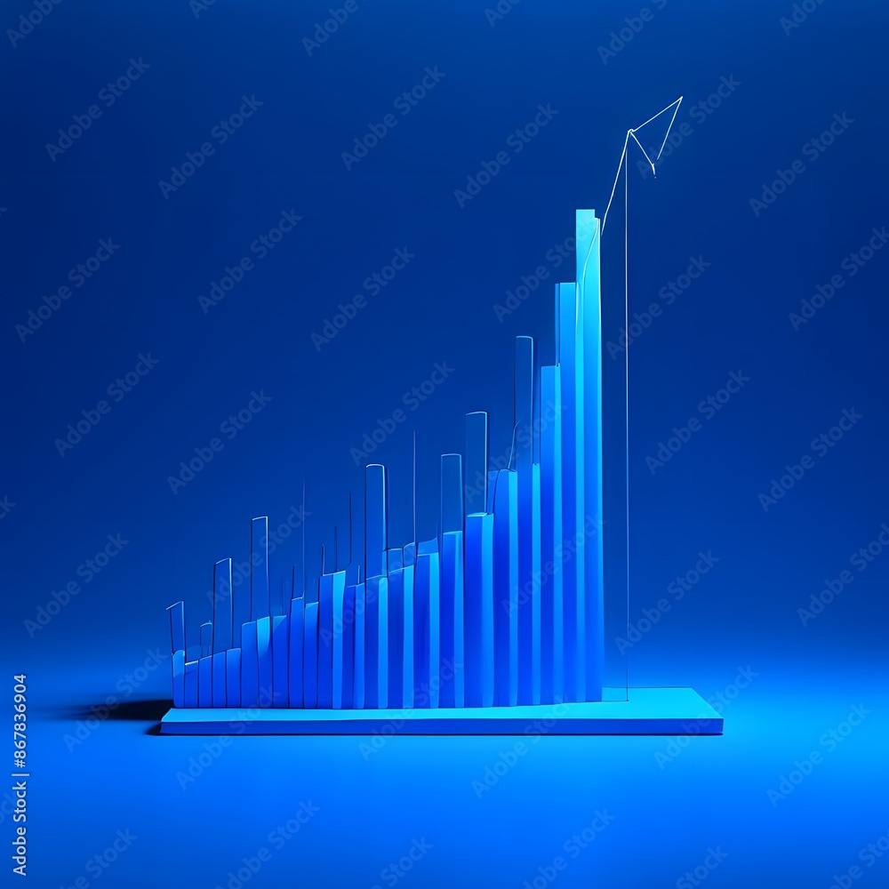 business graph showing growth, business graph with arrow, blue colour art. business graph showing growth, business graph with arrow, blue colour art.