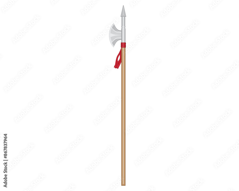 vector design of a tool for fighting in ancient times called a spear which was combined and combined with an ax whose handle was made of wood and the spear head and ax were made of iron and tied with vector design of a tool for fighting in ancient times called a spear which was combined and combined with an ax whose handle was made of wood and the spear head and ax were made of iron and tied with