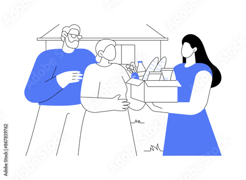 Helping older generation isolated cartoon vector illustrations.