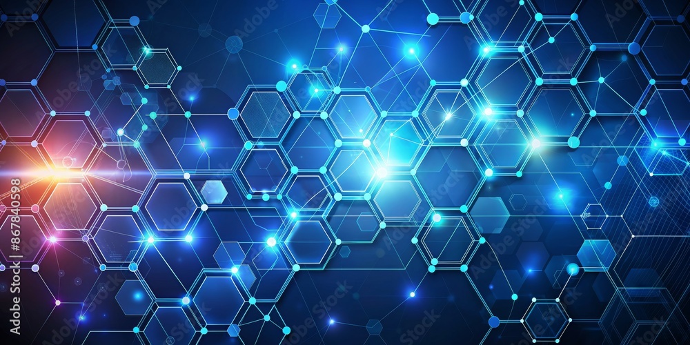 Abstract Blue Hexagon Network Background Abstract Blue Hexagon Network Background