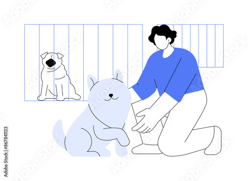 Helping in animal shelter isolated cartoon vector illustrations.