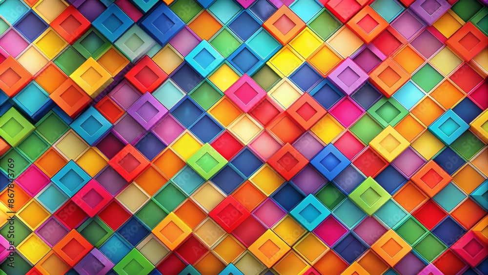 Colorful Square Pattern Abstract Background - Digital 3D Illustration Colorful Square Pattern Abstract Background - Digital 3D Illustration