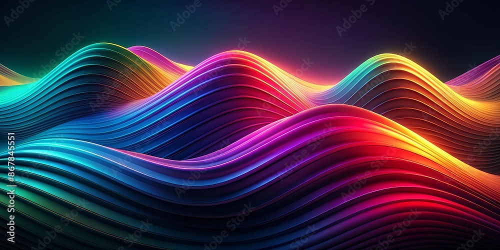 Abstract 3D Wavy Lines in Vibrant Colors - Digital Art Abstract 3D Wavy Lines in Vibrant Colors - Digital Art