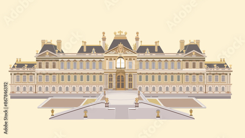 Elegant Illustration of Versailles Palace a Majestic French Landmark