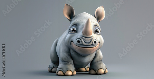 Cute Cartoon Rhinoceros on ...