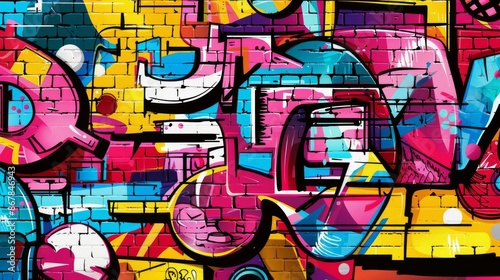 Colorful Abstract Urban Style city Graffiti Street Art, vibrant graffiti doodle artistic pop art illustration Background