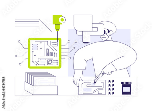 PCB assembling abstract concept vector illustration.
