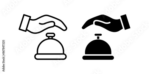 Hotel Bell Icon set. Reception bell line icon color editable