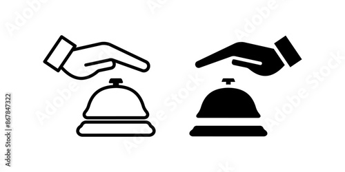 Hotel Bell Icon set. Reception bell line icon color editable