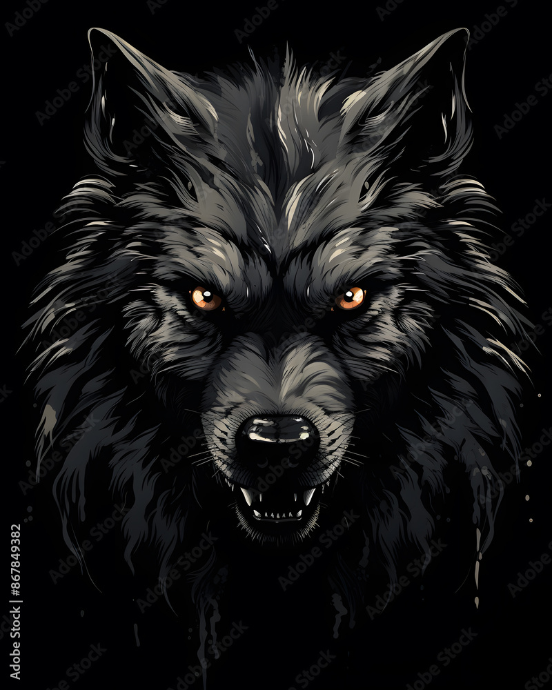 Fototapeta Wolf lurked in the shadows
