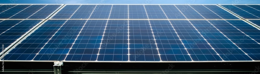 Close-up of solar panels absorbing sunlight, green energy, clean power Close-up of solar panels absorbing sunlight, green energy, clean power
