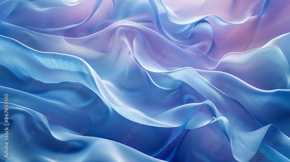 Fototapeta premium Abstract wavy fabric in blue and purple hues