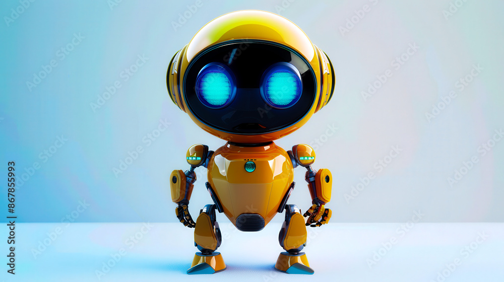 Little cute robot on a plain background Little cute robot on a plain background