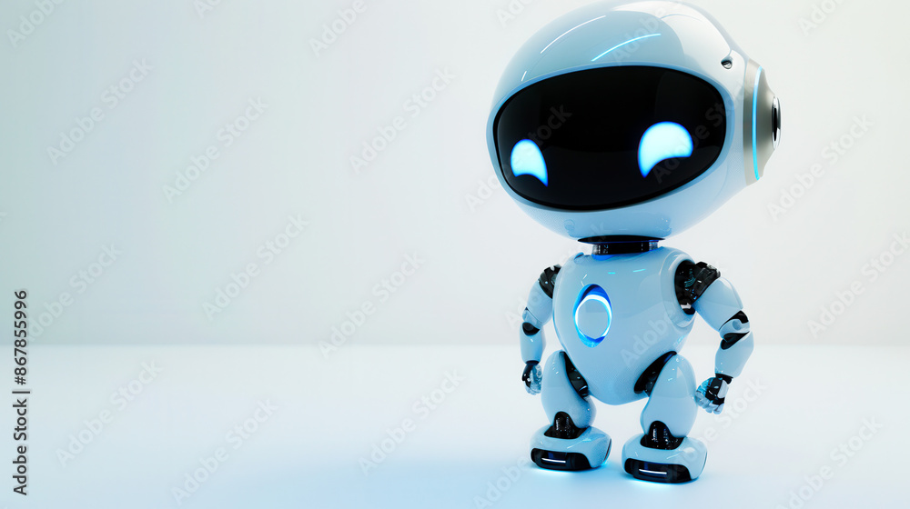Little cute robot on a plain background Little cute robot on a plain background