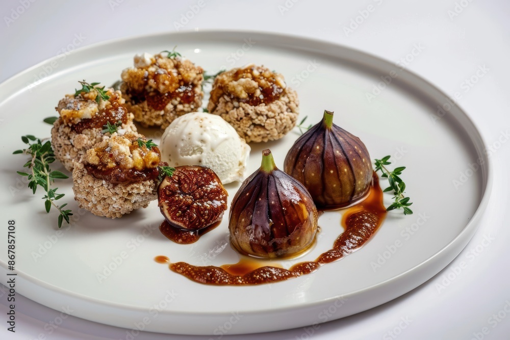 Luxurious Whole Roasted Figs with Goats' Cheese Ice Cream Luxurious Whole Roasted Figs with Goats' Cheese Ice Cream