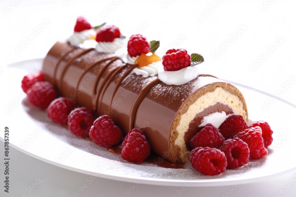Beautifully Molded Chocolate and Raspberry Charlotte Russe Dessert Beautifully Molded Chocolate and Raspberry Charlotte Russe Dessert