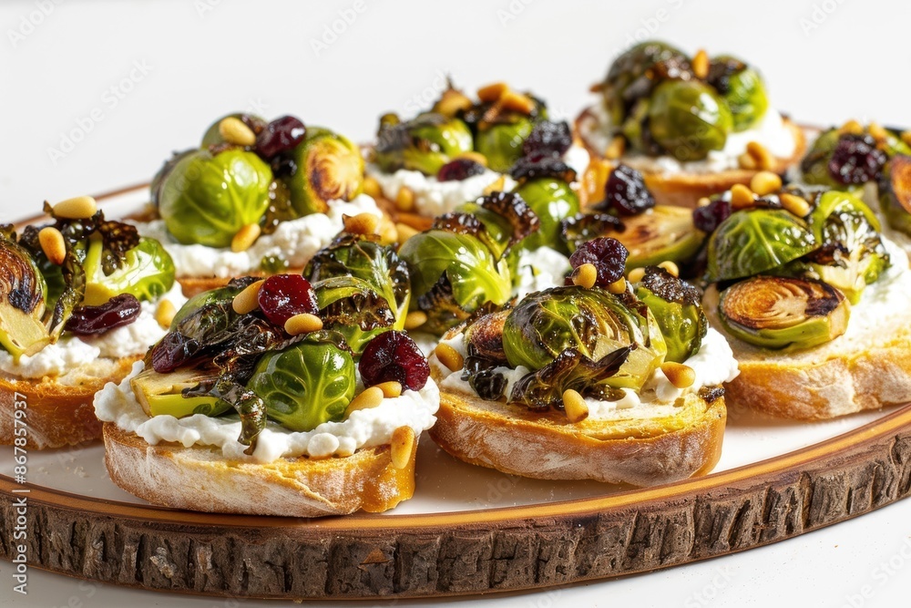 Exquisite Charred Brussels Sprout Crostini with Champagne Vinegar Reduction Exquisite Charred Brussels Sprout Crostini with Champagne Vinegar Reduction