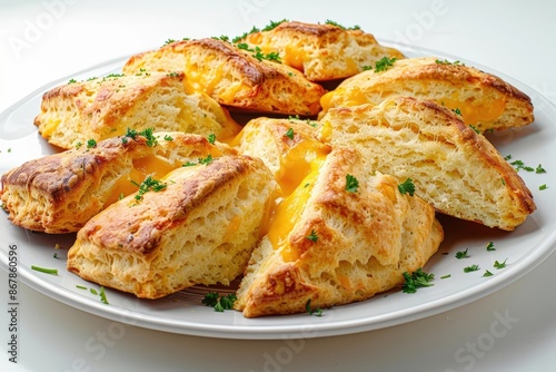 Delicate Cheddar Biscuits on White Background
