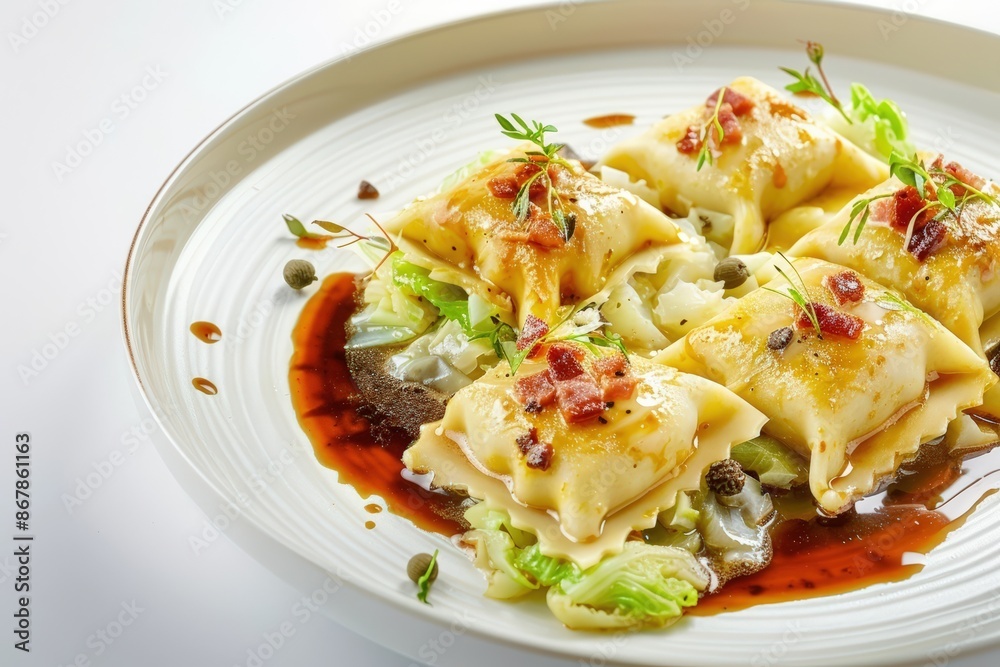 Homemade Cheddar Ravioli with Sautéed Cabbage and Bacon Crumbles Homemade Cheddar Ravioli with Sautéed Cabbage and Bacon Crumbles