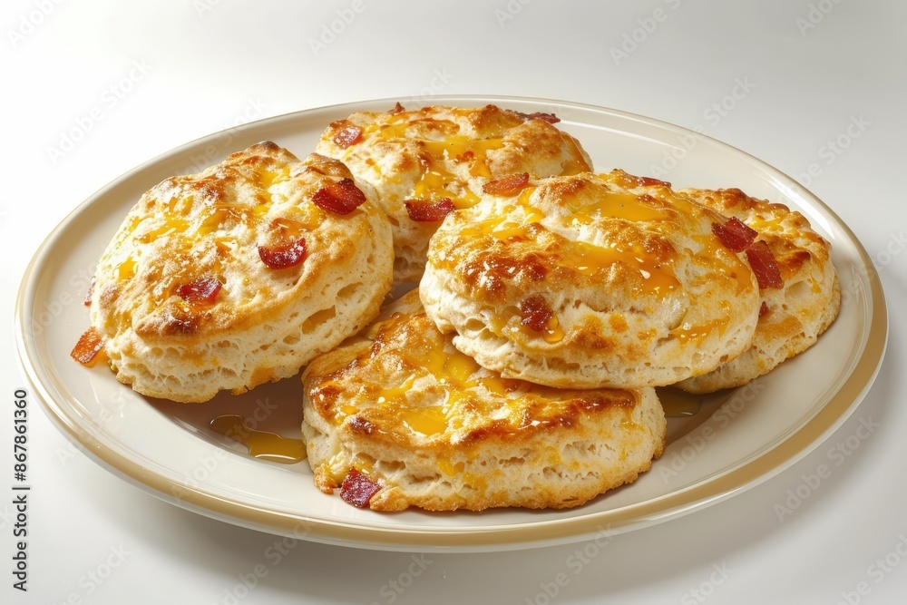 Delicious Cheddar and Bacon Biscuits with Melted Cheese Delicious Cheddar and Bacon Biscuits with Melted Cheese