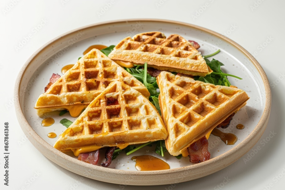 Crispy Bacon and Cheddar Waffle Sandwiches with Maple Mustard Crispy Bacon and Cheddar Waffle Sandwiches with Maple Mustard
