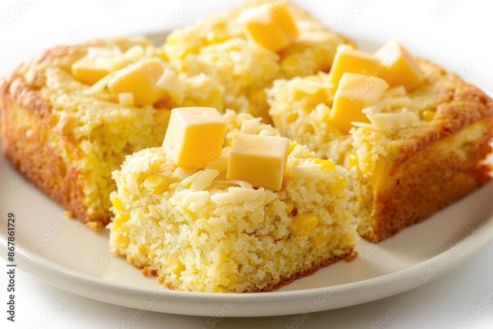 Savory Cheese Cornbread with Melted Butter and Rustic Cornmeal Texture Savory Cheese Cornbread with Melted Butter and Rustic Cornmeal Texture