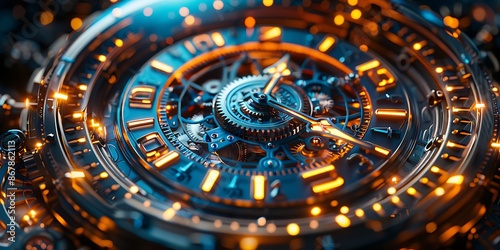 Wallpaper Mural Intricate Timepiece: A Vibrant Display of Gears and Mechanisms Torontodigital.ca