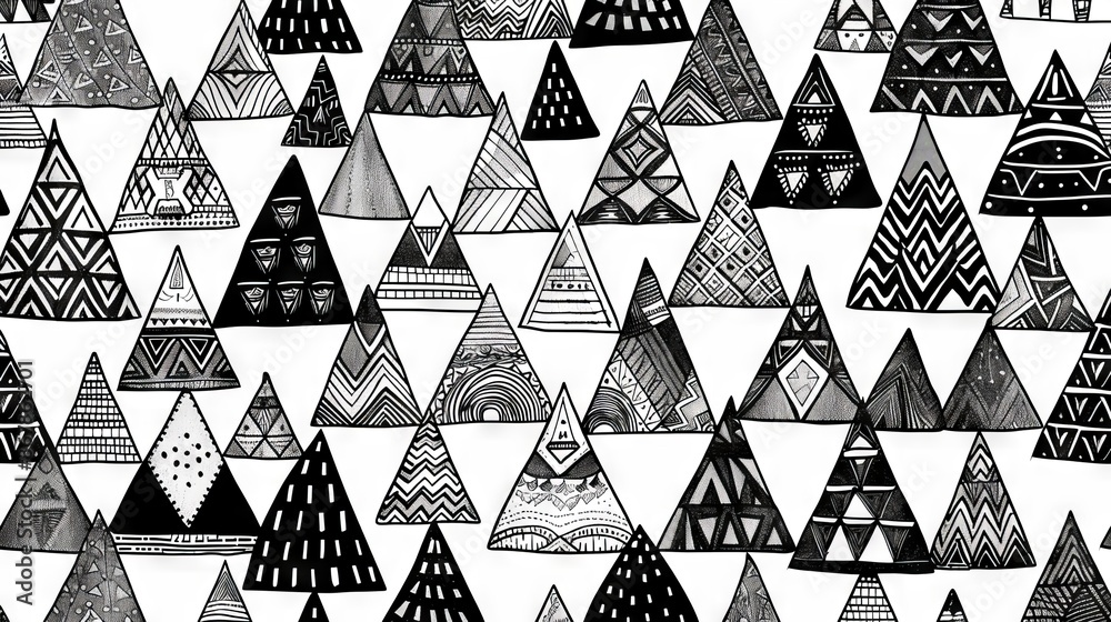 Fototapeta premium The image is a black and white geometric pattern