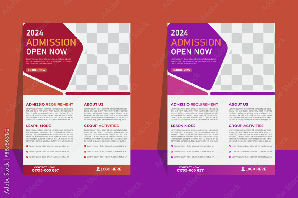 Fototapeta premium School admission professional flyer design template premium vector design 2024