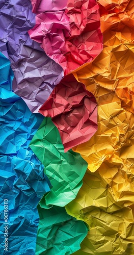 Crinkled Rainbow Colored Paper Texture