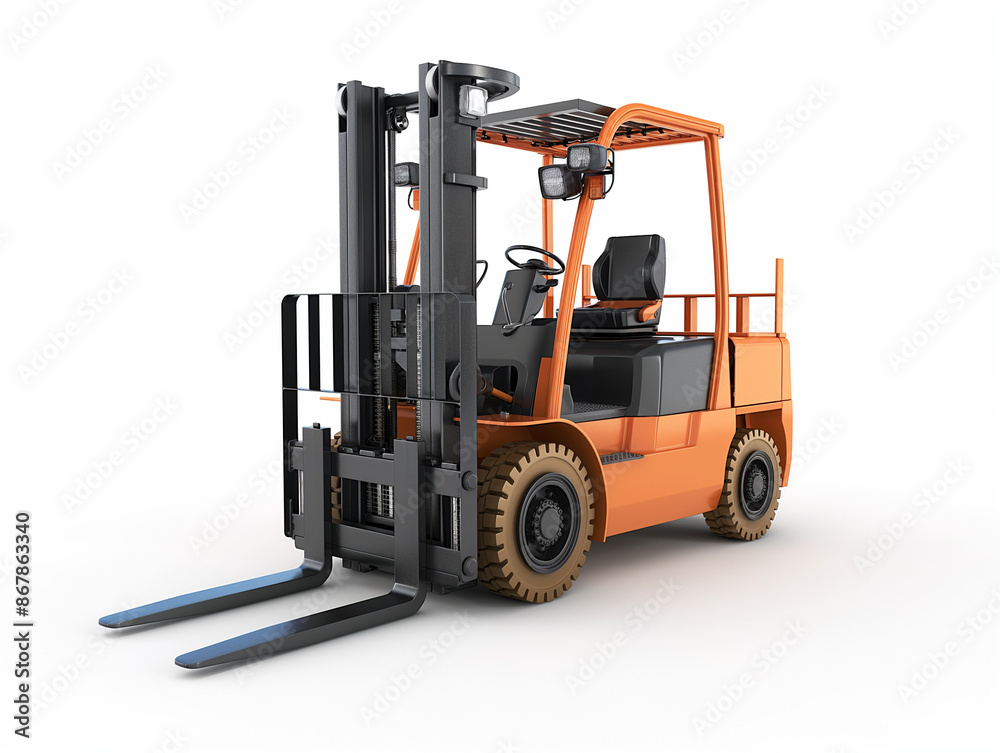 Orange warehouse forklift isolated on white background Orange warehouse forklift isolated on white background