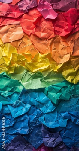 Crinkled Rainbow Colored Paper Texture