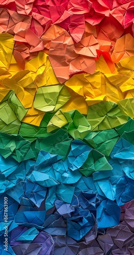 Crinkled Rainbow Colored Paper Texture