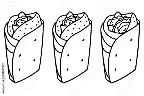 burritos food line art presenting intricate texture details artwork