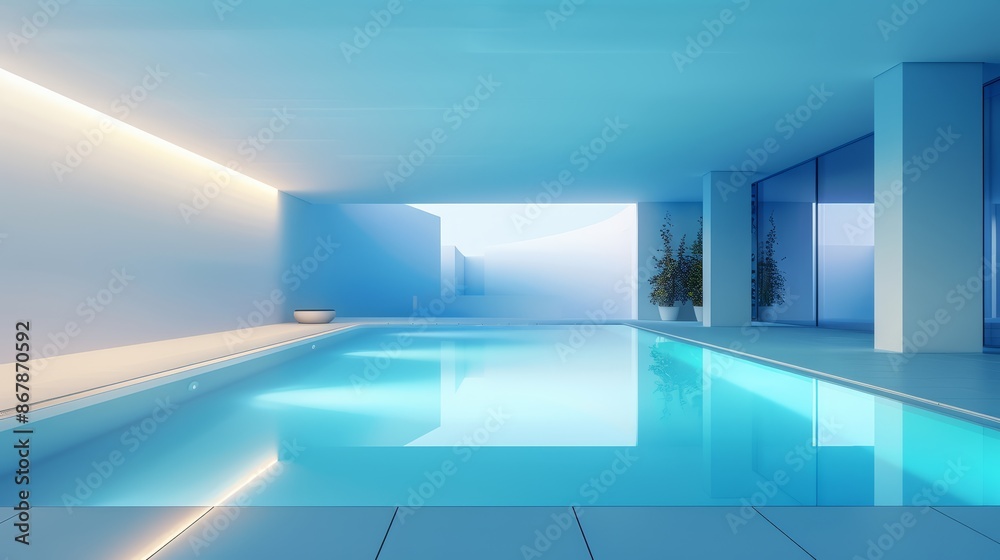 A modern, sleek pool surrounded by minimalist architecture A modern, sleek pool surrounded by minimalist architecture