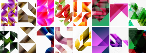 Triangles and circles abstract shapes templates set