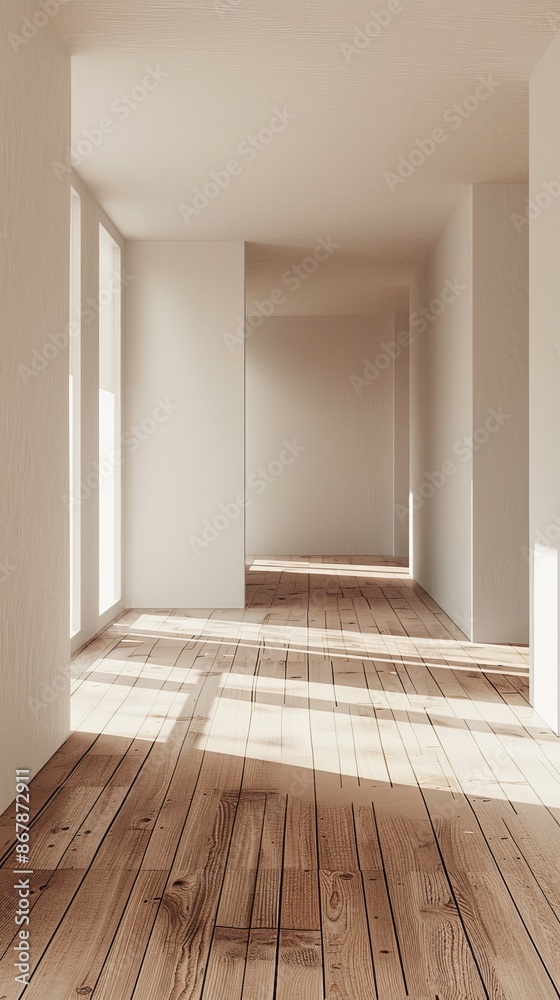 custom made wallpaper toronto digitalBright minimalist interior with wooden floor and sunlight reflections