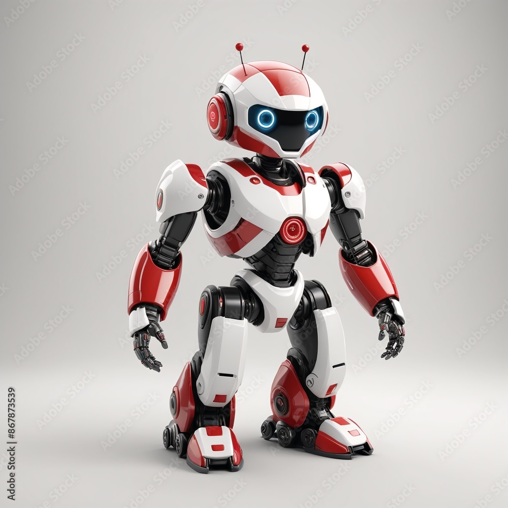Adorable Red and White Robot Playful Robotics Concept Adorable Red and White Robot Playful Robotics Concept