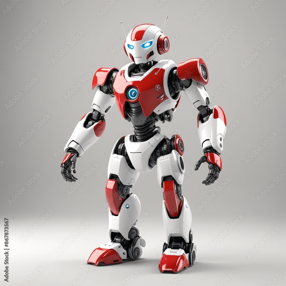 Adorable Red and White Robot Playful Robotics Concept Adorable Red and White Robot Playful Robotics Concept