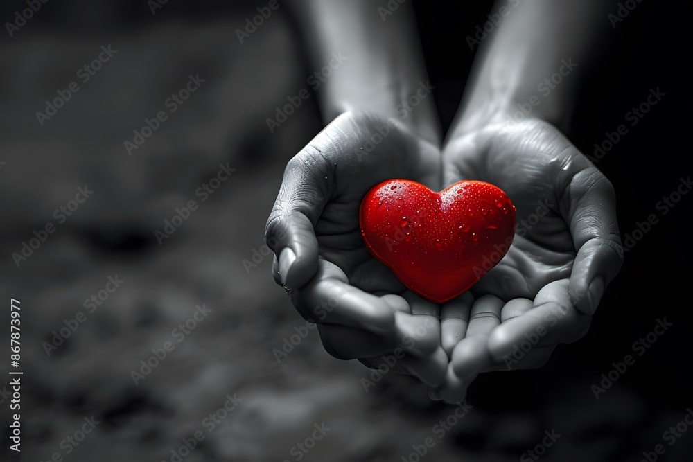 Hands Holding a Red Heart Symbolizing Love and Care Hands Holding a Red Heart Symbolizing Love and Care