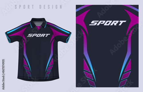 Fabric textile design for Sport t-shirt, Soccer jersey mockup for football club. uniform front view. 