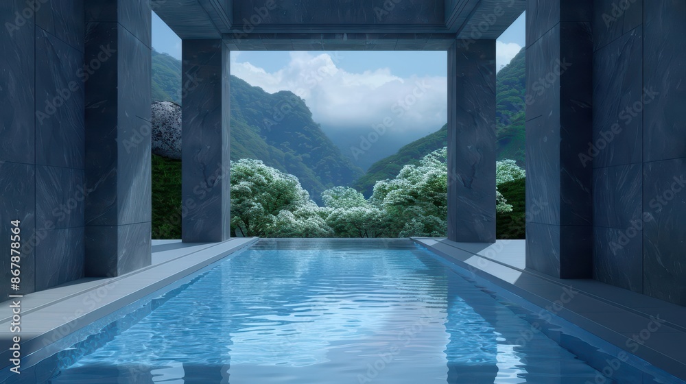 Fototapeta premium Relax and rejuvenate in a cyber spa sanctuary, where peace and serenity await with copy space for inspiration