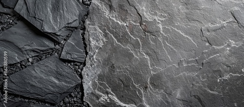 Panel kuchenny z motywem Dark grey black slate background vs black granite slabs background