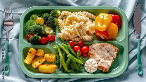 top view of a hospital food tray, post surgery diet