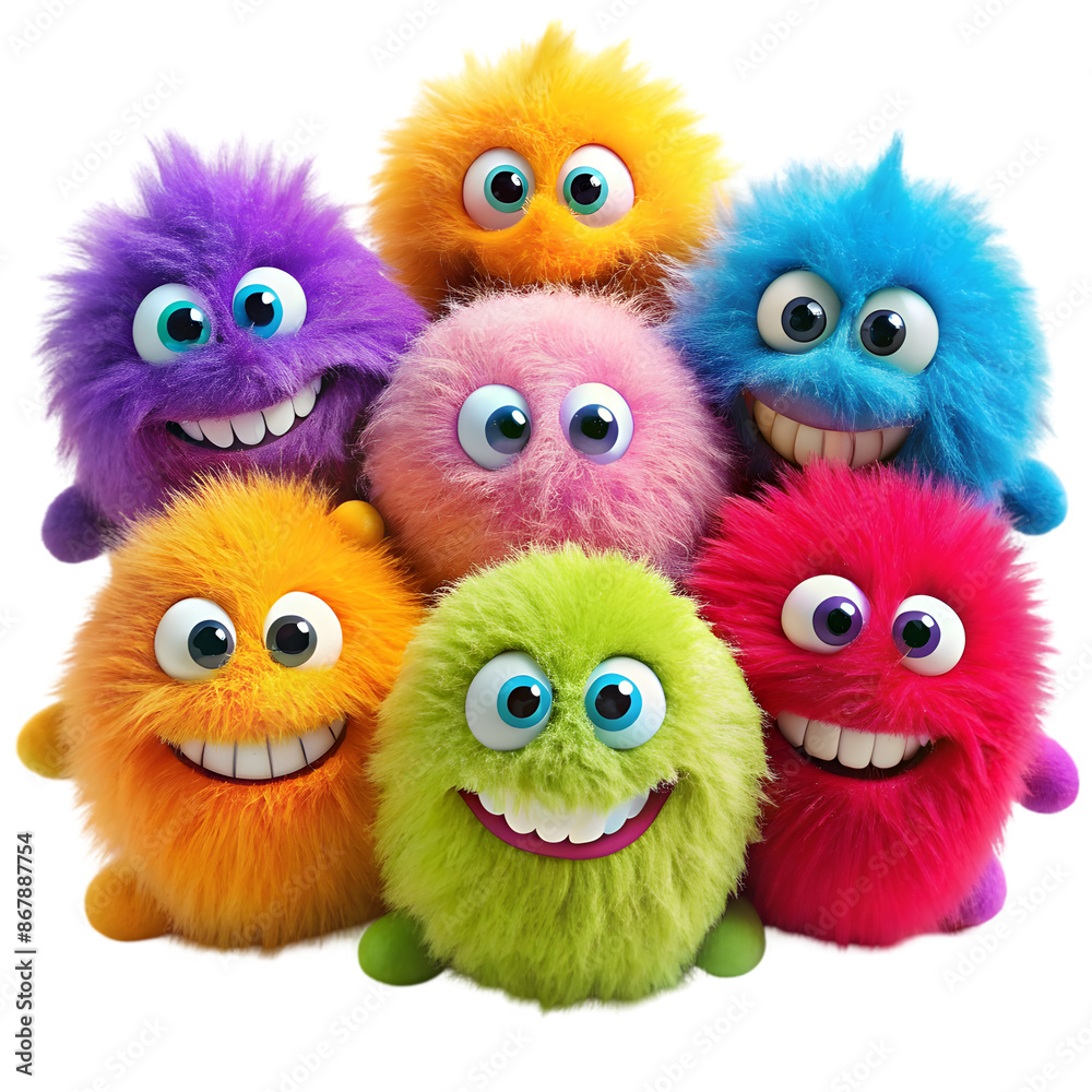 a cute colorful fuzzy grinning monsters a cute colorful fuzzy grinning monsters
